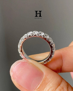 Luxury 14K White Gold Round Cut Lab Grown Diamond Eternity Ring U-Prong Scallop Setting Wedding Band for Women - Product Image 4