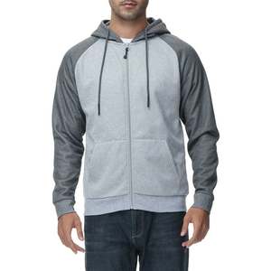 Sudadera con capucha de forro polar para hombre, con bloques de color, estilo casual, con cremallera completa, mangas raglán y bolsillo, ropa deportiva - Product Image 2