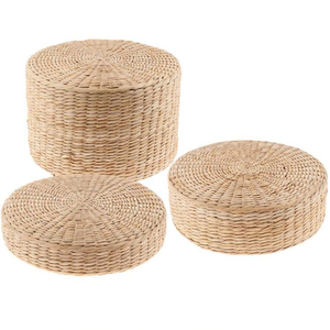 Bamboo Round Bohemian Eco-Friendly Customizable Diameter and Thickness Stool - Product Image 4