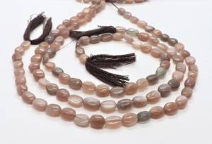 Perles de pierre de lune chocolat lisses en forme de pépites AAA 7x9 MM, perles de pierres précieuses de forme ovale irrégulière, 13 pouces, pour bijoux - Product Image 4