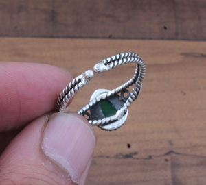Classic Minimalist Natural Green Jade Bezel <b>Set</b> 925 Sterling Silver Adjustable Dainty Gemstone <b>Ring</b> <b>for</b> <b>Women</b> Certified Gift - Product Image 6
