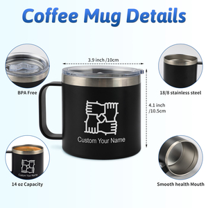 Mug à café en acier inoxydable gravé avec logo personnalisé de 14 oz, tasse à double paroi isolée sous vide avec poignée, cadeau personnalisé pour l'équipe ou l'amitié - Product Image 5