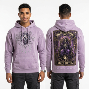 Sudadera con capucha azul con lavado ácido, detalles de pedrería, gráfico de retrato gótico Y2K, para hombre, oversize, estilo vintage, lavado a la piedra, streetwear - Product Image 4