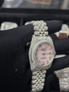 Montre-bracelet pour femme en acier inoxydable de haute qualité, 36 mm, entièrement sertie de diamants Moissanite VVS, style Hip Hop, avec cristal de saphir et quartz - Product Image 2