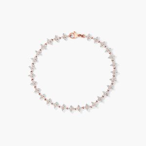 Lab-Grown Diamond Blossom Tennis <b>Bracelet</b> in Yellow Gold Women's Luxury Round Brilliant Cut - Product Image 3