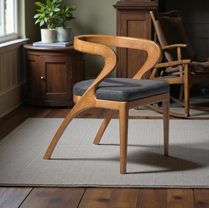 Chaise de salle à manger moderne et contemporaine en bois massif avec coussin en cuir et dossier tressé pour la maison, les restaurants et les cafés (vente en gros) - Product Image 5