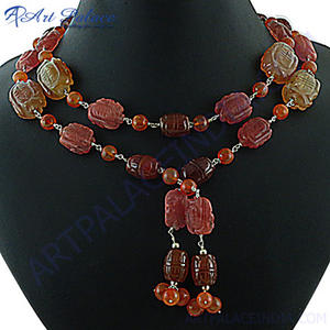 Brillante Adorable hecho a mano con cuentas 925 Collar de plata moda cuentas Rojas collar de cadena joyería para mujeres y niñas - Product Image 3