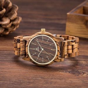 Montre à quartz en bois vintage personnalisée FAIZA CRAFT, OEM, bracelet en cuir pour homme, boîtier en bambou naturel fait main, design Art Déco, affichage de l'heure - Product Image 4