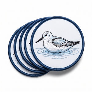 Wholesale Custom Patch Maker Hexagon Swimming <b>Duck</b> Waterfowl Badge Dark Navy Twill Teal Border Iron On Applique - Product Image 3