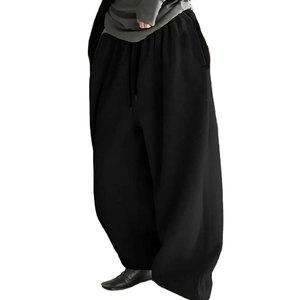 กางเกงวอร์มโอเวอร์ไซส์สำหรับผู้หญิง เอวสูง ทรงแบน ขากว้าง สไตล์ลำลอง ใส่สบาย ผลิตจากผ้าฝ้าย 100% - Product Image 3