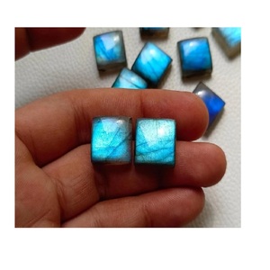 Cabujón cuadrado de labradorita con destello azul, piedra suelta de base plana pulida, gema natural para la fabricación de joyas. - Product Image 1