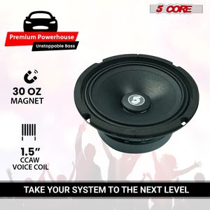 Altoparlante per auto professionale da 6,5 pollici, 2 pezzi, ricambio, 360W, 4 Ohm/8 Ohm, 60W, Super Tweeter in alluminio, Tromba acustica - Product Image 4