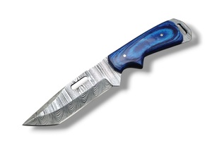 มีดล่าสัตว์เหล็กดามัสกัส Nordic Forge พร้อมปลอกมีดแบบ Scout ด้ามไม้ Pakka แบบ Full Tang สำหรับตั้งแคมป์และแล่เนื้อ - Product Image 3