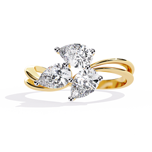 Anillo de Compromiso Clásico con Tres Diamantes Cultivados en Laboratorio, Corte Pera, Oro Sólido de 14K, para Aniversario o Boda - Product Image 1