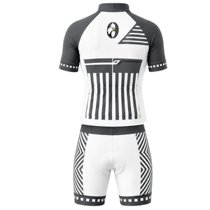 Charcoal Grey <b>White</b> <b>Cycling</b> <b>Jersey</b> Shorts Set Short Sleeve Full Zip Breathable Padded Bike Racing Training Team Sportswear - Product Image 2