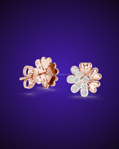 Boucles d'oreilles de luxe en or rose 14 carats et argent pour femme - Product Image 1