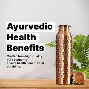 Pure Hammered Plain Copper Anti-corrosion Coated Portable Water <b>Bottle</b> Ayurvedic Drinking <b>Bottle</b> Healthy Hydration Yoga Wellness - Product Image 2