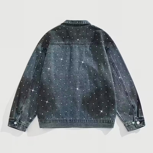 New Fashion Design Front Logo for Winter at Wholesale Price High Quality Custom Made Men's Denim <b>Rhinestone</b> <b>Jacket</b> with Low MOQ - Product Image 5
