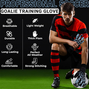 Guantes de Portero de Cuero de Alta Calidad para Jóvenes, Dedos Completos, Antideslizantes, Palma Gruesa, Ligeros, para Entrenamiento de Club - Product Image 5
