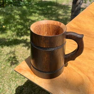 100% Leakage Proof Vintage Wooden Beer Mug with Lid Wooden Handle Eco-Friendly CE Certified <b>for</b> Home Hotel & Restaurant Use - Product Image 4