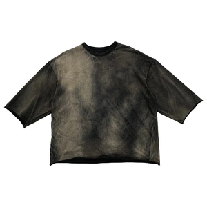 Camiseta Oversize de Algodón 100% Tie-Dye para Hombre, Manga Corta, Cuello Redondo, Estilo Urbano Vintage, Corte Holgado, Bajo sin Rematar, Estampado Personalizado - Product Image 1