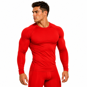 Fashion <b>Men</b> Rash Guard Solid Colour <b>Compression</b> Top High Quality Long Sleeve Gym <b>Shirt</b> Casual Fitness Wear Base Layer Quick Dry - Product Image 3