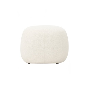 Modern Cream Fabric <b>Upholstered</b> Pouf Round Padded <b>Footstool</b> Minimalist Dressing Stool Ottoman for Living Room Home Furniture - Product Image 3