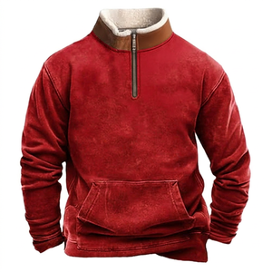 Suéter Casual de Forro Polar para Hombre, con Media Cremallera, Cuello Alto, Color Sólido, Diseño con Bolsillos, Corte Regular, para Otoño - Product Image 6