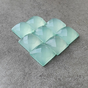 Natural Aqua Chalcedony Checker Cut Square Flat Back Gemstone, Calibrated Wholesale Jewelry Making - Product Image 6