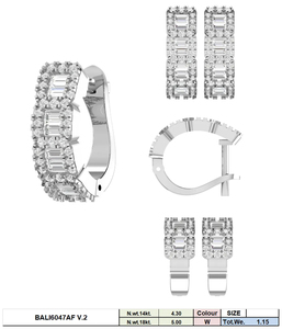 HASTMILAP Women's Luxury 14K Yellow <b>Gold</b> Natural Diamond Rhodium Plated Hoop <b>Earrings</b> 1.15ct Cut Wedding & Party Gift - Product Image 2