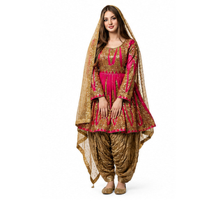 Vestido Tradicional Indio Pakistaní Lehenga para Mujer, Largo hasta el Suelo, Vestido de Novia Bordado a Mano, Verde y Negro, Ropa Étnica, Vestido Afgano - Product Image 1
