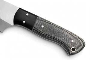Couteau de chef à lame fixe personnalisé, finition satinée, acier inoxydable, manche en bois bicolore, outil de découpe pour barbecue - Product Image 4