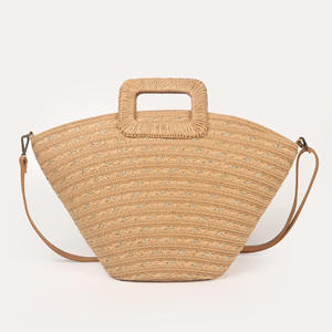 Ignite your daily fashion sense with this trendy Natural yarn bag styled with a spacious shape and a rigid <b>top</b> handle now - Product Image 4