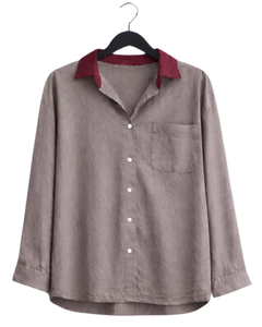 Ensemble deux pièces décontracté pour femme : chemise beige et pantalon large vert clair en lin, tenue d'été, fabricant de vêtements OEM sur mesure - Product Image 1