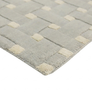 Alfombra DECORDEC Gris Marfil de Lana Tejida, Ecológica, Antideslizante, Moderna, con Diseño Geométrico para Sala de Estar, Dormitorio, Hotel - Product Image 5