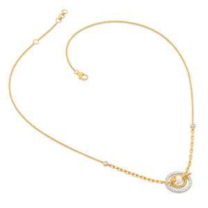 Collier Orbit Bloom Diamond avec centre en cercle perlé et accent en pierre blanche - Product Image 2