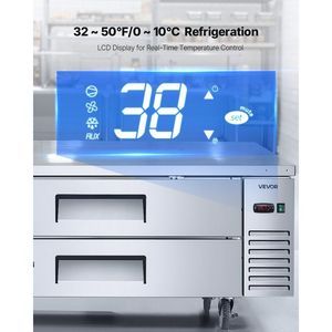 Frigorifero da Lavoro Professionale da 52 Pollici con Base Chef, 2 Cassetti e 8 Vaschette in Acciaio Inox per Ristoranti - Product Image 4