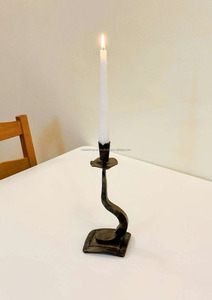 Bougeoir en fer forgé noir doré fait à la main Bougeoir en métal de type debout de luxe - Product Image 5