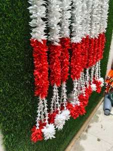 Red Fabric & <b>White</b> Artificial Jasmine Flower <b>Hanging</b> Strings for Wedding Decoration Indian Backdrop Garland Latkan - Product Image 3