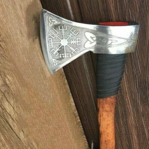 Hiking <b>Axe</b> High carbon steel viking <b>axe</b> Leather wrapped ash <b>handle</b> Rosewood <b>handle</b> handmade <b>axe</b> Viking <b>axe</b> gift for men - Product Image 3