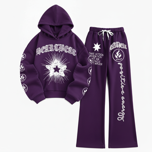 Ensemble de survêtement personnalisé pour homme 2 pièces – Hoodie délavé coupe mi-longue coupe-vent grande taille imprimé numérique style streetwear - Product Image 1