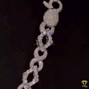 Cadenas Cubanas de Plata de Ley 925 de 10 mm de Ancho con Incrustaciones de Diamantes, Estilo Hip Hop, con Certificación de Diamantes VVS, Cadenas de Moissanita - Product Image 2