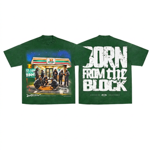 <b>Men's</b> Black T-Shirt With Front Photo Print Street Style Regular Fit O-Neck Short Sleeve Jersey Cotton - Product Image 4
