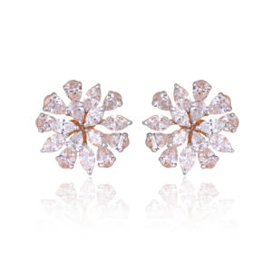 Pendientes de Diamantes de Oro Rosa de 18K de Lujo Ivaan Jewels, Diseño de Flor, Diamantes Naturales FG VS, Joyería Fina, Regalo de Aniversario de Bodas - Product Image 6
