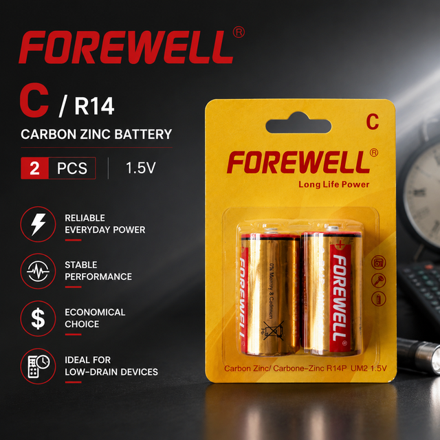 Heavy Duty C R14P Zinc Carbon Battery 1.5V 2500mAh Reliable Long Life Power for Remote Control Toys Flashlights