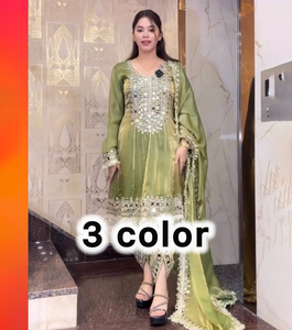 Traje pakistaní personalizable especial para Eid y Ramadán para mujer, estilo Dhoti, Salwar Kameez listo para usar para ocasiones especiales, con detalles de espejo. - Product Image 2