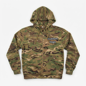 Sudadera con Capucha de Camuflaje con Logotipo Personalizado, Chaqueta de Forro Polar con Cierre para Hombre, Corte Regular, Ropa Casual de Otoño, Poliéster con Estampado por Transferencia de Calor - Product Image 2