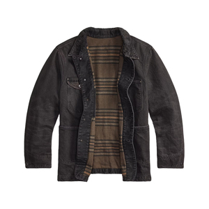 Premium Heavy Duty Garment Dyed Corduroy Collar Denim Jacket Men Winter Vintage Workwear OEM Custom Front Heritage Americana - Product Image 3