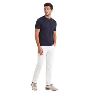 <b>Men's</b> <b>Navy</b> <b>Blue</b> Short Sleeve O-Neck Cotton <b>T</b>-<b>Shirt</b> Regular Fit Casual Jersey Knit Solid Color - Product Image 2