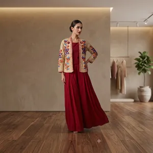 Regular Fit Women's <b>3</b>-Piece <b>Set</b> Featuring Bohemian Style Exquisite Relaxed Design Stunning Blazer Top 100% Cotton Corduroy - Product Image 4